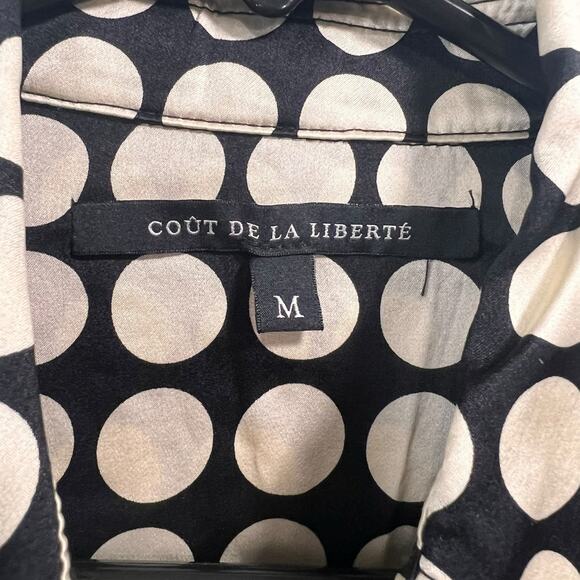 Count De La Liberte Black/White Silk SZ M Women’s Snap Up Blouse Excellent Cond. - Picture 11 of 12